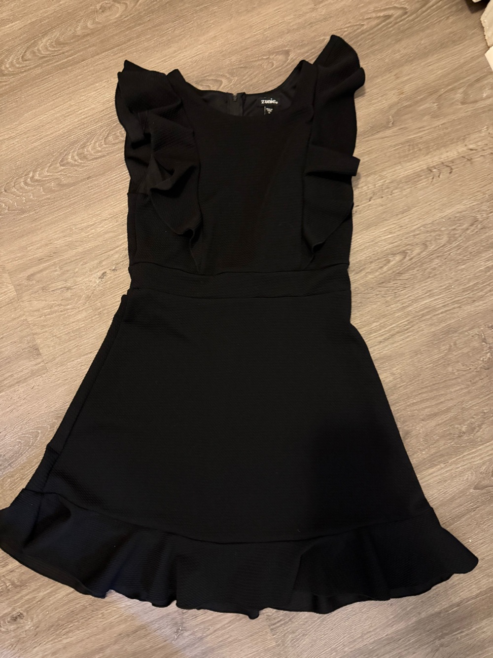 Zunie Black Ruffle Fit-and-Flare Dress size 14 party dress